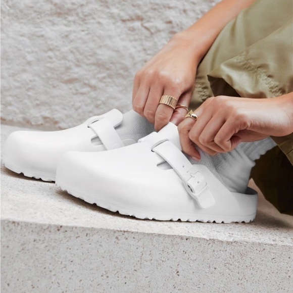 Birkenstock Shoes - Birkenstock Boston Eva Sandals Rubber Crocks Clogs Mules Ivory White Size 39
